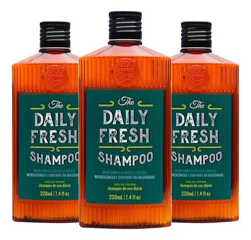 Kit 3 Shampoo Masculino Fresh Anti Oleosidade 220ml Qod – foto 1